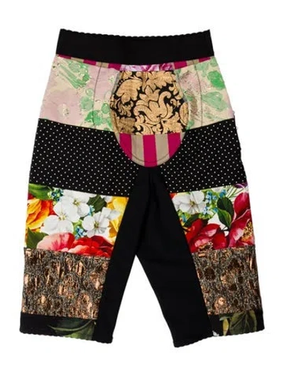 Pre-owned Dolce & Gabbana Floral Print Mini Shorts In Black