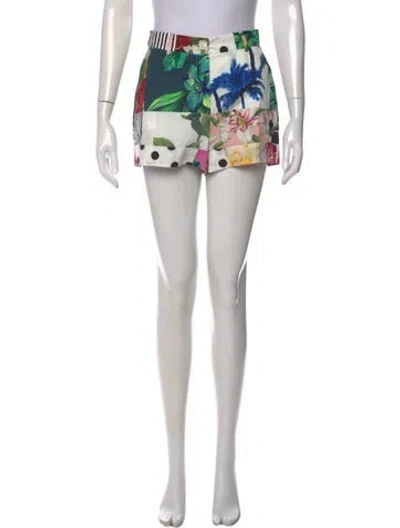 Pre-owned Dolce & Gabbana Floral Print Mini Shorts In Black