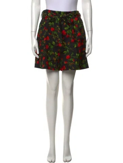 Pre-owned Dolce & Gabbana Floral Print Mini Shorts In Black