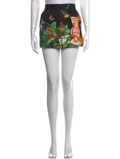 Pre-owned Dolce & Gabbana Floral Print Mini Shorts In Black