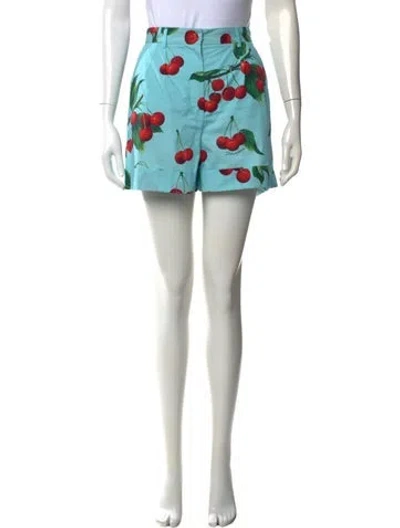 Pre-owned Dolce & Gabbana Floral Print Mini Shorts In Blue
