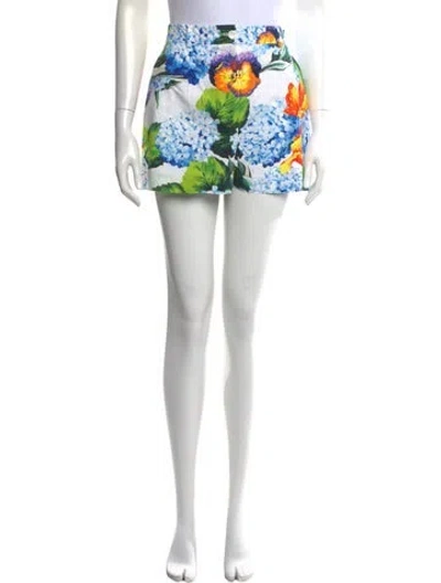 Pre-owned Dolce & Gabbana Floral Print Mini Shorts In Blue