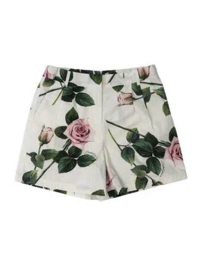 Pre-owned Dolce & Gabbana Floral Print Mini Shorts In Blue
