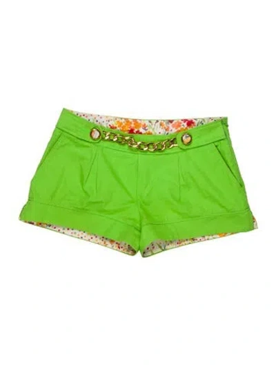 Pre-owned Dolce & Gabbana Floral Print Mini Shorts In Green