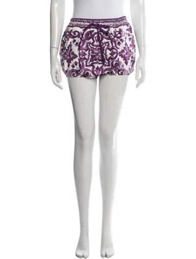 Pre-owned Dolce & Gabbana Floral Print Mini Shorts In Pink