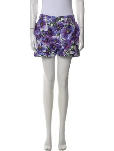 Pre-owned Dolce & Gabbana Floral Print Mini Shorts In Purple