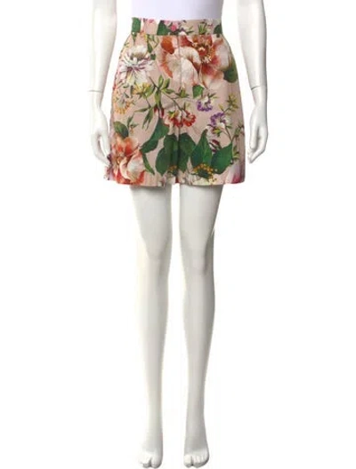 Pre-owned Dolce & Gabbana Floral Print Mini Shorts In White