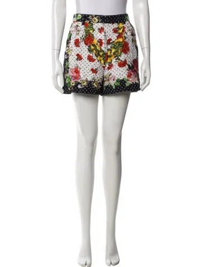 Pre-owned Dolce & Gabbana Floral Print Mini Shorts In Yellow