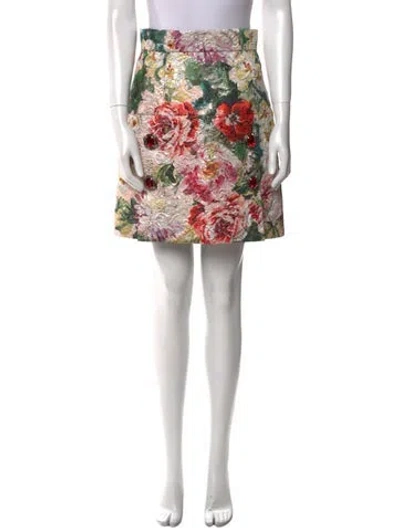 Pre-owned Dolce & Gabbana Floral Print Mini Skirt