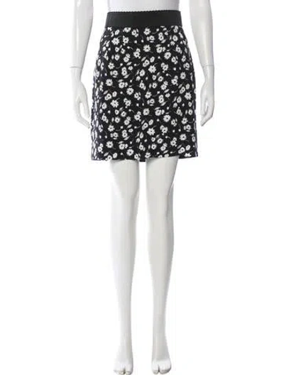 Pre-owned Dolce & Gabbana Floral Print Mini Skirt In Black