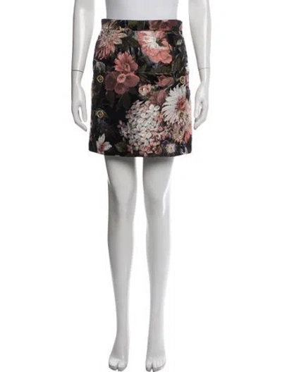 Pre-owned Dolce & Gabbana Floral Print Mini Skirt In Black