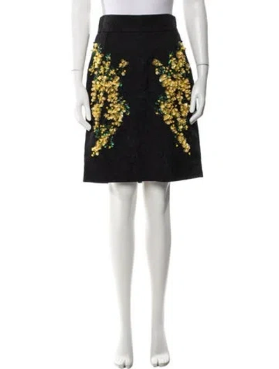 Pre-owned Dolce & Gabbana Floral Print Mini Skirt In Black