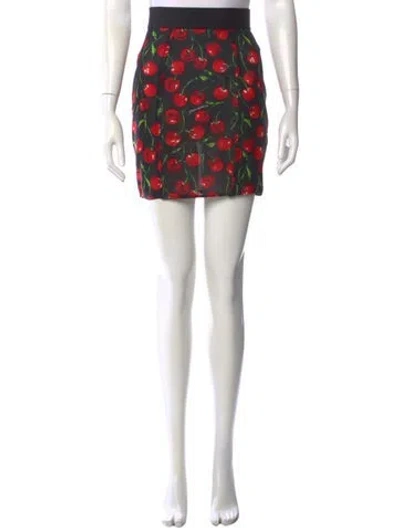 Pre-owned Dolce & Gabbana Floral Print Mini Skirt In Black