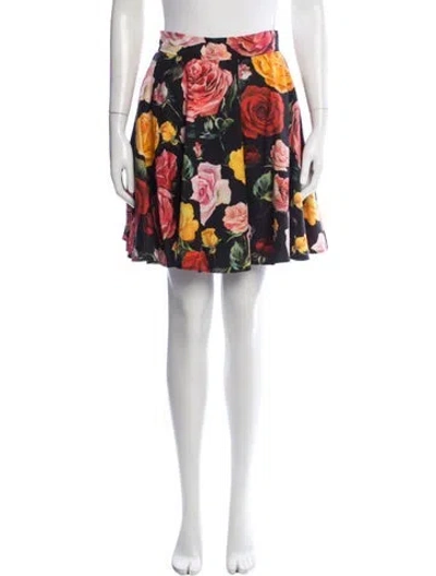 Pre-owned Dolce & Gabbana Floral Print Mini Skirt In Black