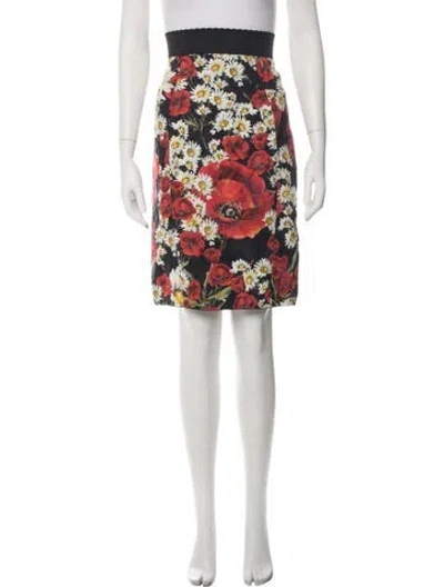 Pre-owned Dolce & Gabbana Floral Print Mini Skirt In Black