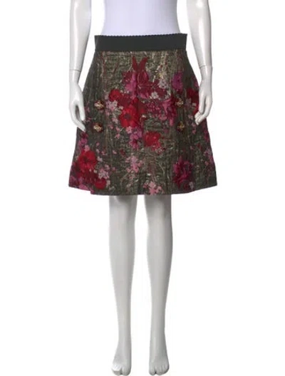 Pre-owned Dolce & Gabbana Floral Print Mini Skirt In Gold