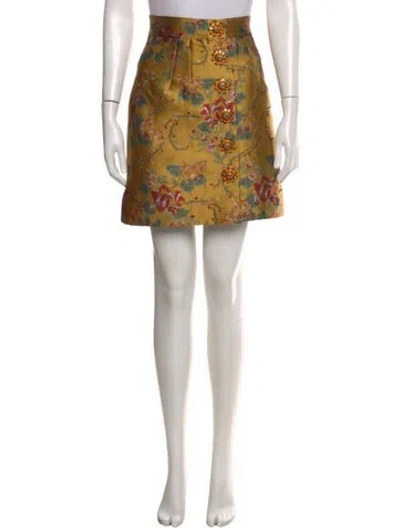 Pre-owned Dolce & Gabbana Floral Print Mini Skirt In Green