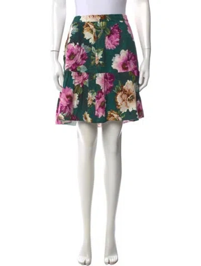 Pre-owned Dolce & Gabbana Floral Print Mini Skirt In Green