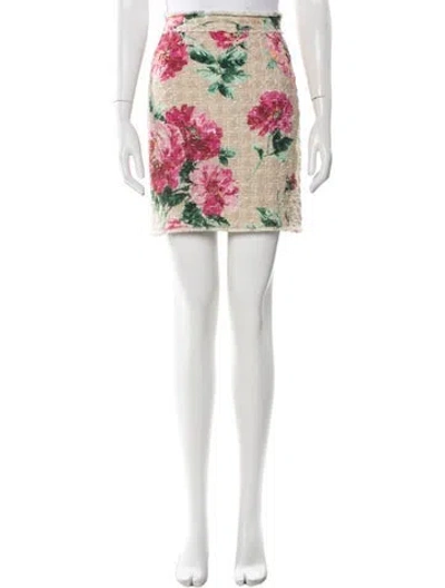 Pre-owned Dolce & Gabbana Floral Print Mini Skirt In Neutral