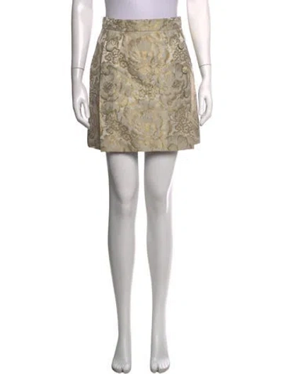 Pre-owned Dolce & Gabbana Floral Print Mini Skirt In Neutrals/yellow