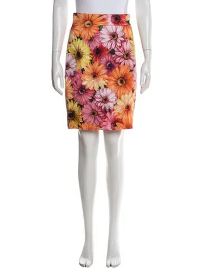 Pre-owned Dolce & Gabbana Floral Print Mini Skirt In Orange