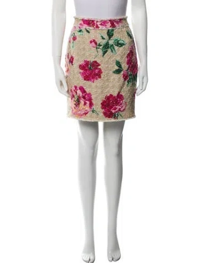 Pre-owned Dolce & Gabbana Floral Print Mini Skirt In Pink
