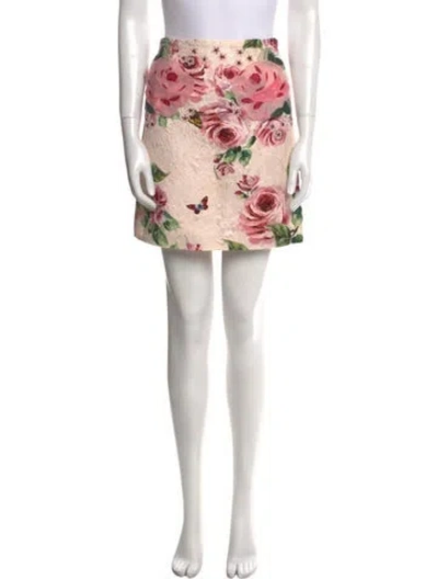 Pre-owned Dolce & Gabbana Floral Print Mini Skirt In Pink