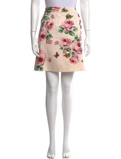 Pre-owned Dolce & Gabbana Floral Print Mini Skirt In Pink