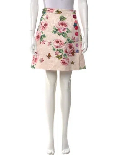 Pre-owned Dolce & Gabbana Floral Print Mini Skirt In Pink