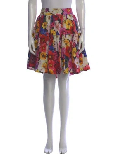 Pre-owned Dolce & Gabbana Floral Print Mini Skirt In Pink