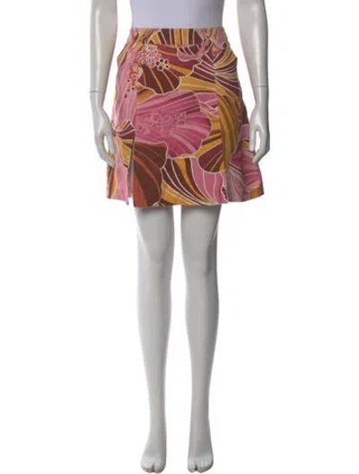 Pre-owned Dolce & Gabbana Floral Print Mini Skirt In Pink