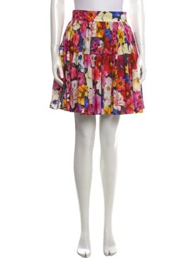 Pre-owned Dolce & Gabbana Floral Print Mini Skirt In Pink