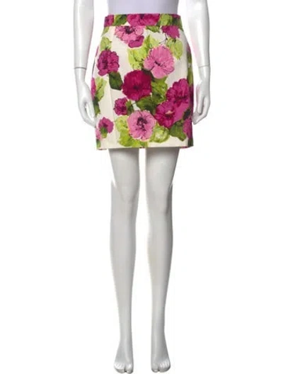 Pre-owned Dolce & Gabbana Floral Print Mini Skirt In Pink