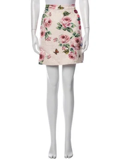Pre-owned Dolce & Gabbana Floral Print Mini Skirt In Pink