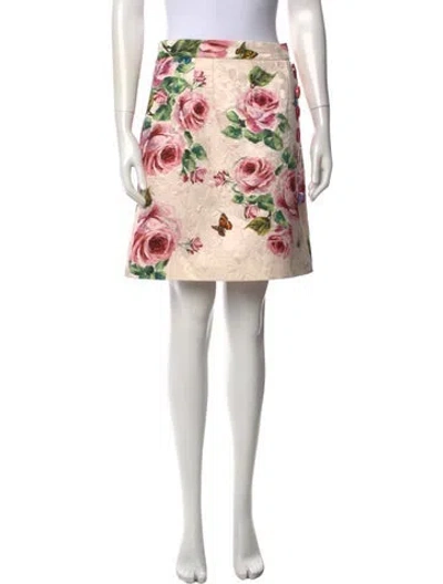 Pre-owned Dolce & Gabbana Floral Print Mini Skirt In Pink