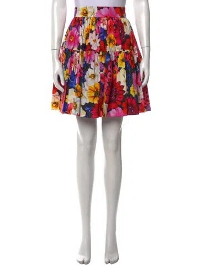 Pre-owned Dolce & Gabbana Floral Print Mini Skirt In Pink