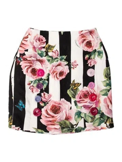 Pre-owned Dolce & Gabbana Floral Print Mini Skirt In Pink