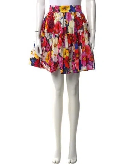 Pre-owned Dolce & Gabbana Floral Print Mini Skirt In Pink