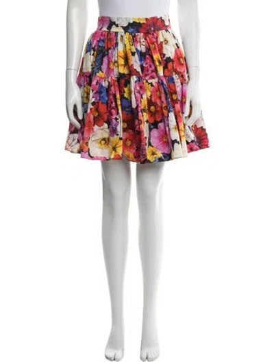 Pre-owned Dolce & Gabbana Floral Print Mini Skirt In Pink