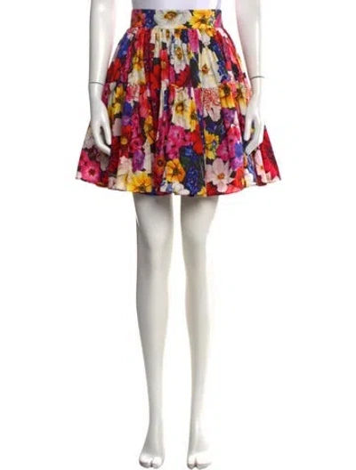Pre-owned Dolce & Gabbana Floral Print Mini Skirt In Pink