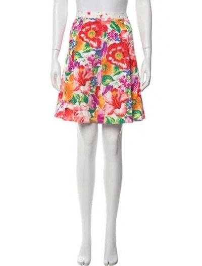 Pre-owned Dolce & Gabbana Floral Print Mini Skirt In Pink/red