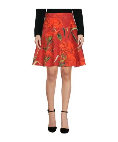 Dolce & Gabbana Floral Print Mini Skirt In Orange