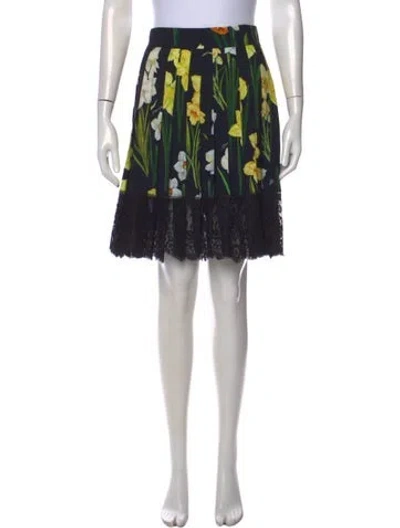 Pre-owned Dolce & Gabbana Floral Print Mini Skirt W/ Tags In Black