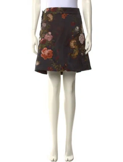 Pre-owned Dolce & Gabbana Floral Print Mini Skirt W/ Tags In Neutral