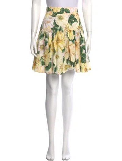 Pre-owned Dolce & Gabbana Floral Print Mini Skirt W/ Tags In Yellow