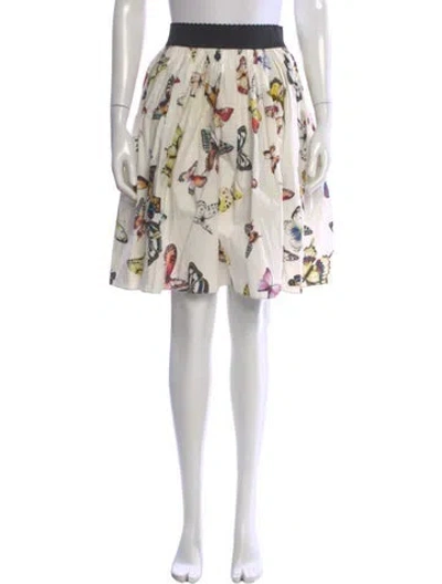 Pre-owned Dolce & Gabbana Floral Print Mini Skirt In White