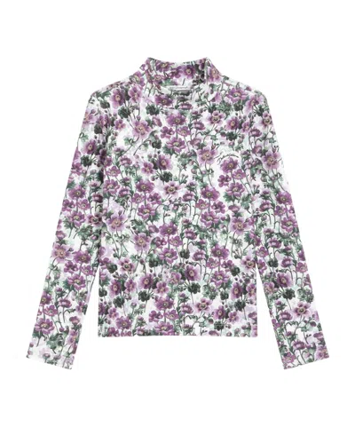 DOLCE & GABBANA FLORAL-PRINT MOCK-NECK T-SHIRT