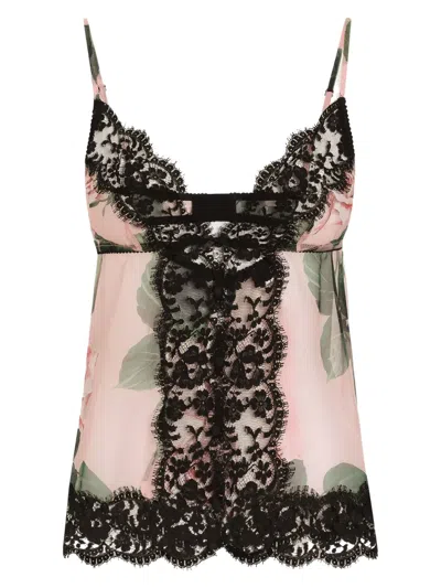 Dolce & Gabbana Floral-print Nightdress In Pink
