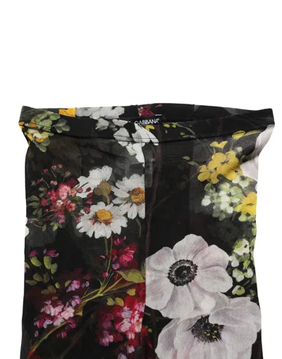 Dolce & Gabbana Floral Print Nylon Leggings In Black