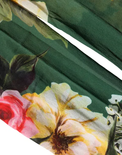 Dolce & Gabbana Floral Print Nylon Tights In Green